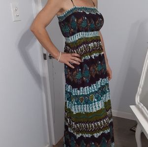 Floor length sundress with spaghetti staps